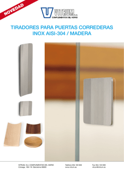 tiradores para puertas correderas inox aisi-304 / madera