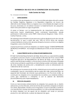 EXPERIENCIA DEL IICCA EN LA CONSTRUCCION DE ATAJADOS Valle Central