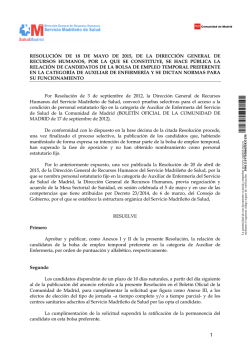 resolución de 18 de mayo de 2015, de la dirección general de
