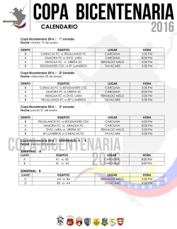 Calendario – Copa Bicentenaria 2016