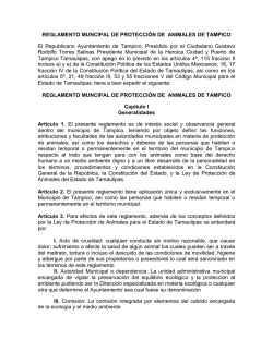 Anteproyecto del Reglamento Municipal de Protección de Animales