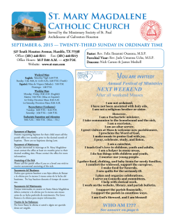 September 6, 2015 - St. Mary Magdalene