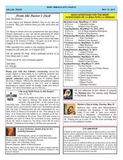 From the Pastor`s Desk - Mary Immaculate Catholic Church