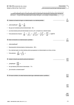 FRACCIONES | Estudiar si la fracción da lugar a un decimal exacto