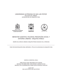 bienestar subjetivo, felicidad y entorno urbano
