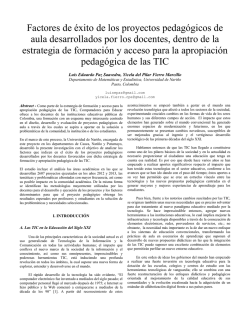 Factores de &eacute;xito de los proyectos pedag&oacute;gicos de aula