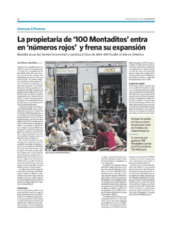 La propietaria de `100 Montaditos` entra en `números rojos` y frena