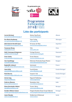 Liste des participants du Fellowship 2016