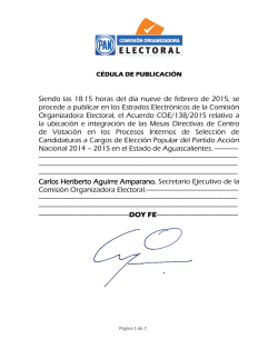 Siendo las 18:15 horas del d&iacute;a nueve de febrero de 2015, se