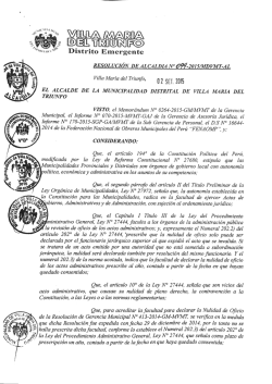 ResoluciÃ³n de alcaldÃa N094-2015 - Municipalidad de Villa María