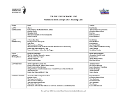 FOR THE LOVE OF BOOKS - Friends of the Claremont Library