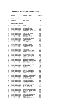 Profesionales Activos - Matrícula Año 2015.-