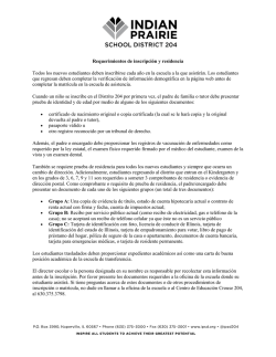 Requerimientos de inscripción y residencia Todos los nuevos