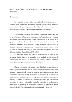La evaluación en cuestión. Miradas e intervenciones posibles