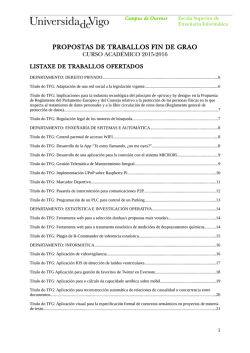 Propuestas de TFG para el curso 2015-2016