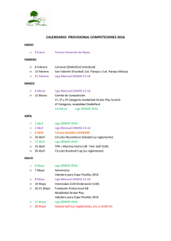 Calendario provisional de Competiciones 2016