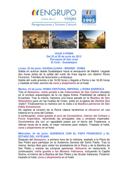 VIAJE A ROMA Del 22 al 26 de junio de 2015 Parroquia de San
