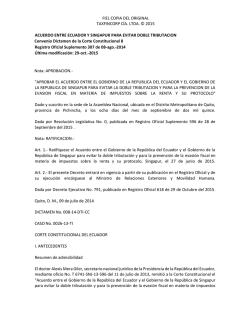 acuerdo entre ecuador y singapur para evitar doble tributacion