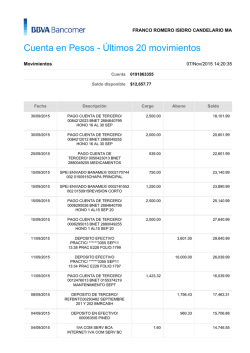 Cuenta en Pesos - Últimos 20 movimientos