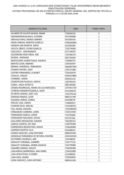 Listado provisional de solicitantes para el grupo general
