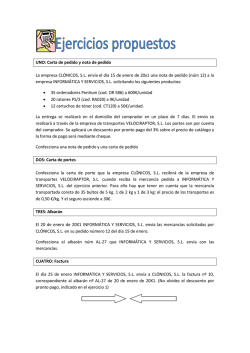 UNO: Carta de pedido y nota de pedido La empresa CL&Oacute;NICOS