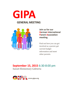 GENERAL MEETING September 15, 2015 6:30-8:00 pm