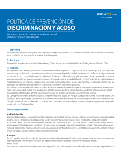 política de prevención de discriminación y acoso