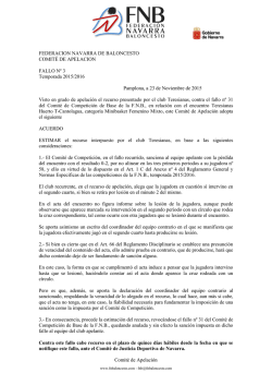 Fallo nº3 C. Apelación  - Federación Navarra de baloncesto