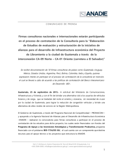 Firmas consultoras nacionales e internacionales estarán