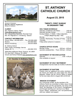 Aug. 23, 2015 St Anthony Florence SC bulletin