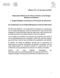 01.04.2015 - Observatorio Mexicano de Tabaco, Alcohol y otras