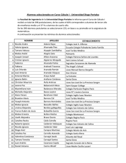Alumnos seleccionados en Curso C&aacute;lculo I