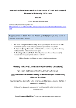 Plenary talk: Prof. Jean Franco (Columbia University)