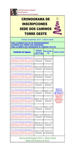 cronograma de inscripción alumnos regulares periodo regular 2016