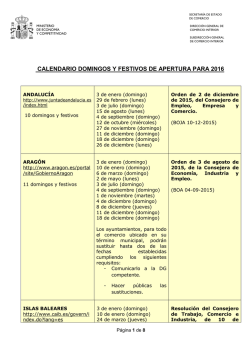 calendario domingos y festivos de apertura para 2016