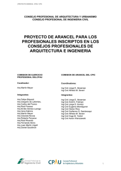 PROYECTO DE ARANCEL PARA LOS PROFESIONALES