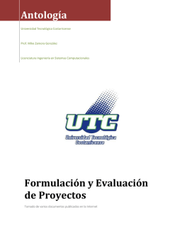 Antolog&iacute;a Formulaci&oacute;n y Evaluaci&oacute;n de Proyectos