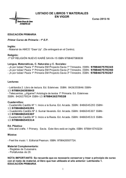 Listado de Libros Educación Primaria y Educación Secundaria.