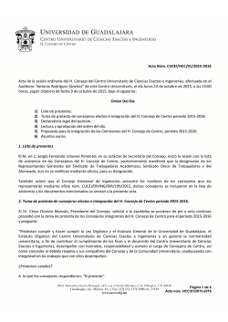 Acta de la sesión 01/2015-2016 - Centro Universitario de Ciencias