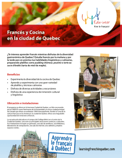 Francés y Cocina en la ciudad de Quebec