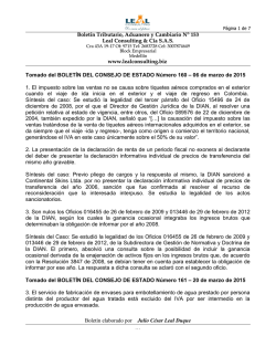 Boletín Tributario, Aduanero y Cambiario N° 153 Leal Consulting