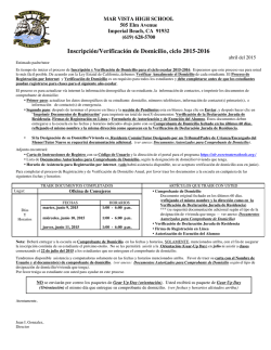 Inscripción/Verificación de Domicilio, ciclo 2015-2016