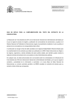 BDNS Guia de Estilo para extractos de convocatoria de
