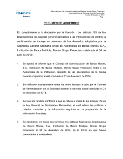 RESUMEN DE ACUERDOS - MONEX Grupo Financiero
