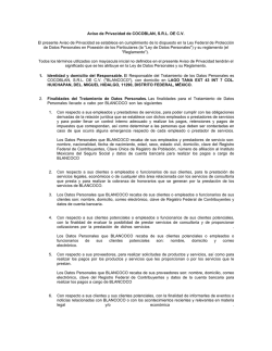 Aviso de Privacidad de COCOBLAN, S.R.L. DE C.V. El presente