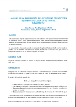 ahorro en eliminación del nitrógeno en retornos de línea de fangos