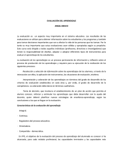 EVALUACI&Oacute;N DEL APRENDIZAJE ANGEL BRAVO La evaluaci&oacute;n