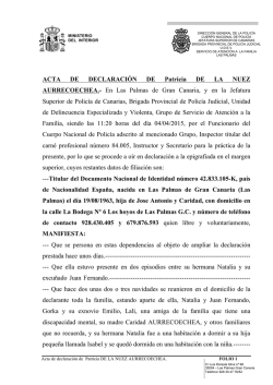 ACTA DE DECLARACIÓN DE Patricia DE LA NUEZ