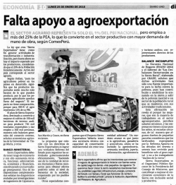 Falta apoyo a ag roexportación