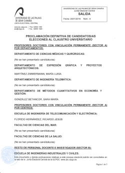 Listado definitivo de candidatos a las vacantes de Claustro